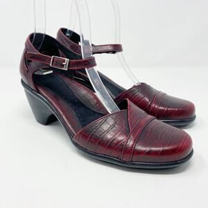 Dansko Red Leather Roxy Croc Embossed Mary Janes Size Women's Sz EU 36/US 6-6.5